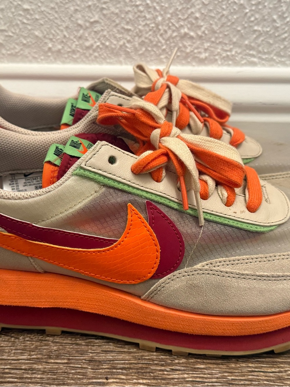 NIKE CLOT sacai LD Waffle Orange Blaze Low-Cut Sneakers